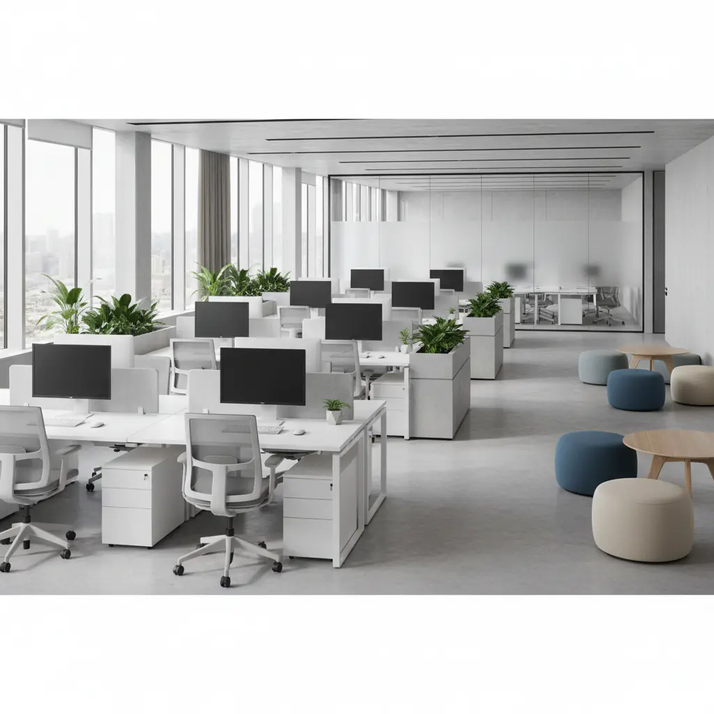 Modern open-plan office space cleaning